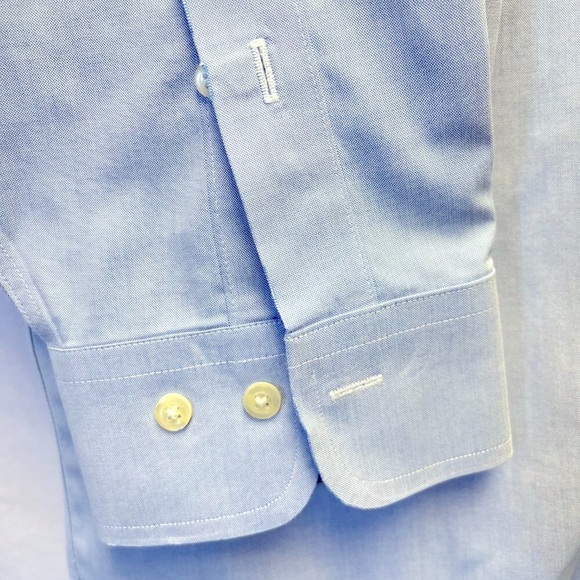 Men's Brooks Brothers Long Sleeve Button Down Polo Shirt Blue Size 17 1/2-4/5 - Picture 6 of 11